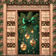 thumbnail image 5 of Decorative Design Christmas Banner Green Ribbon Gold Baubles Branches Ornament for Holiday Celebration Indoor Decoration Home Decor, 5 of 9