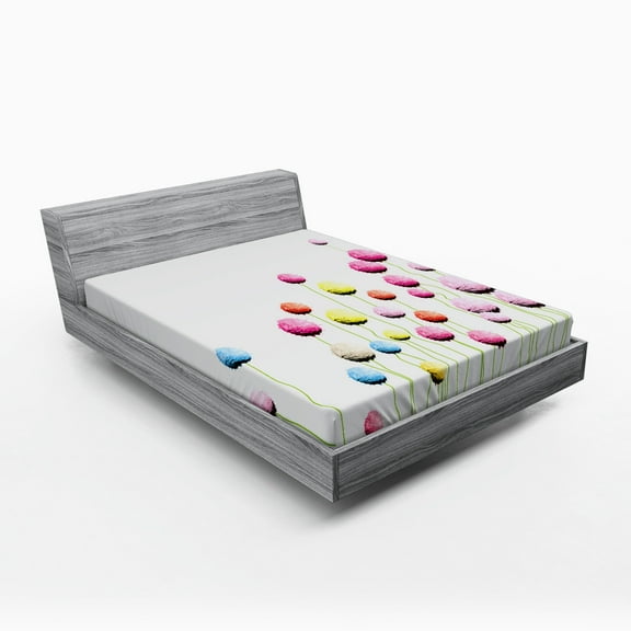 Ambesonne Floral Fitted Sheet, Amaranth Flower Pattern, Queen Size, Multicolor