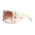 thumbnail image 3 of Womens XL Oversized Rectangular Thick Arm Wrap Around Plastic Sunglasses Peach - Brown, 3 of 4