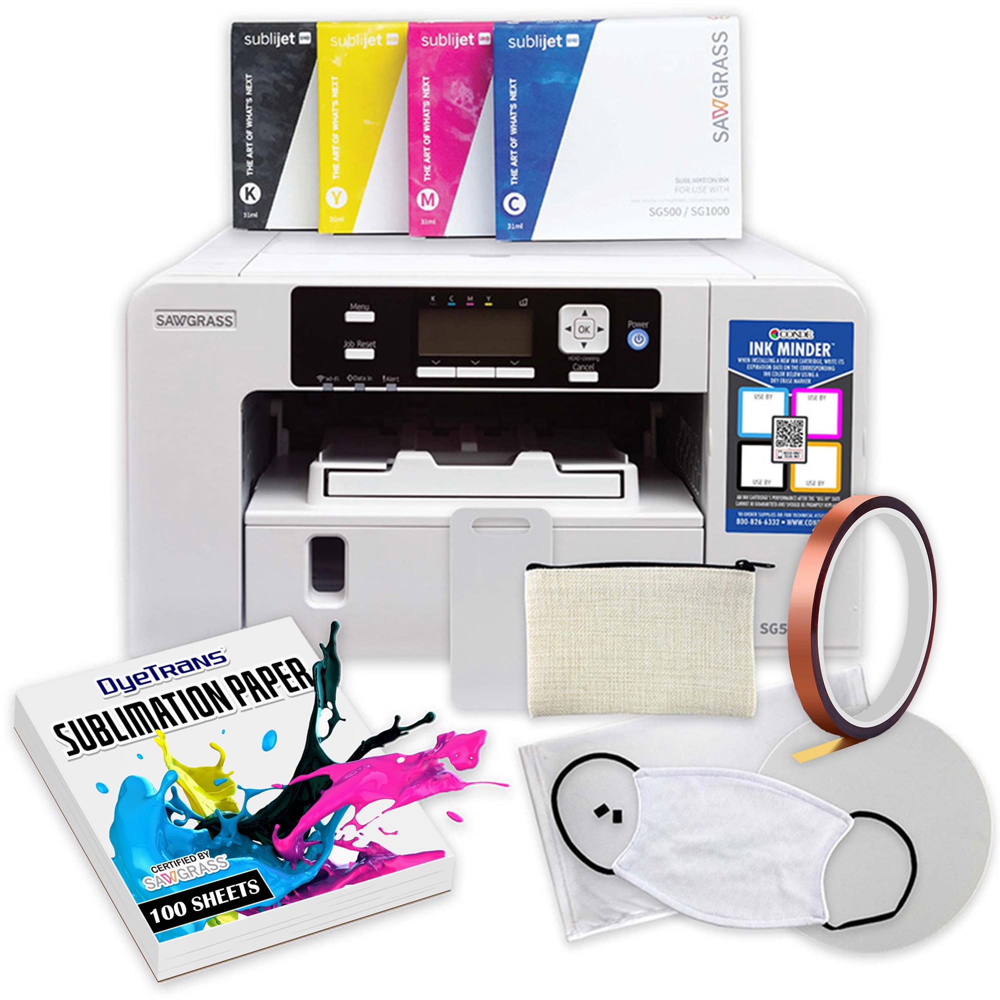 Sawgrass UHD Virtuoso SG500 Sublimation Printer & 15 Turquoise Heat Press  Bundle 