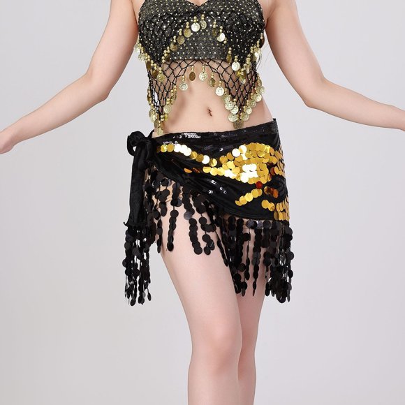 Roncen Scarf for Belly Dancing, Women's Belly Dance Scarf with Gold Coins Skirts for Bellydance, Zumba or Yoga Class