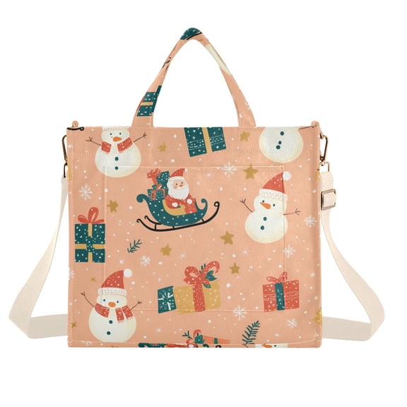 FORMRS Womens Corduroy Tote Bag Crossbody Shoulder Handbag with Pocket, Christmas Santa