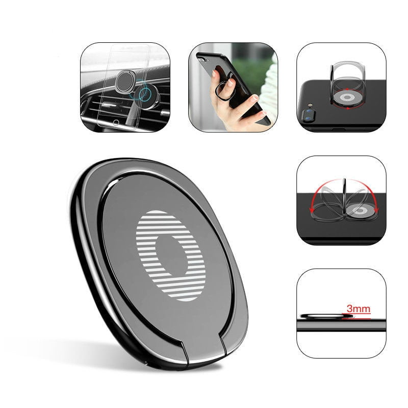 Cell Phone Ring Holder Finger Ring Stand, Kickstand Metal Grip Holder for Magnetic Car Mount Compatible with iPhone 12/11 Pro Max, Samsung Galaxy S8 and Other Smartphones