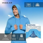 INGEAR Mens Lightweight SPF 50+ UV Protection Hoodie, Long Sleeve Rashguard with Pocket, Shark Camo Red , L