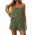 thumbnail image 5 of BUIGTTKLOP Women's Summer 2 Piece Outfits Sleeveless Asymmetrical Tube Top and Shorts Matching Lounge Sets, 5 of 6