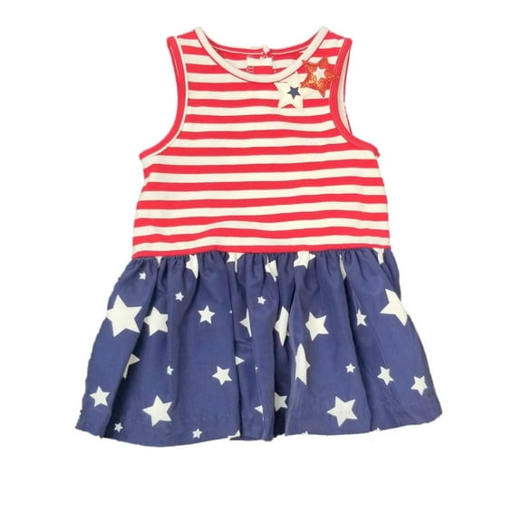 Marmellata Infant Baby Girls Red White Blue Stars Patriotic Sundress Dress 6-9M