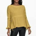 thumbnail image 6 of Zedker Womens Fall Dresses Casual Tunic Dress Short Sleeve Crew Neck Flowy Dress, Plus Size YellowS, 6 of 9