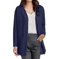 thumbnail image 4 of IMENGL Casual short sleeve solid color irregular knit open front cardigan Summer, Blue 2XL, Size M-3XL, 4 of 9