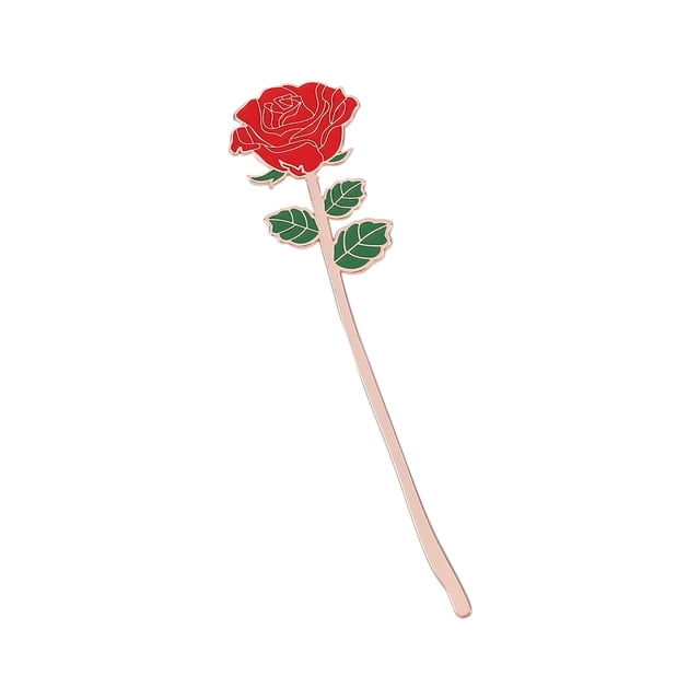Rose Bookmark, Reading Accessory, Metal Alloy Bookmark for Women, Hollow Etch Design, Gift Box, 1 Count