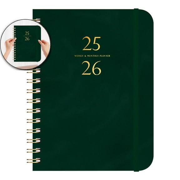 VQPeo 2025 A5 Schedule Planner Book – Coil Bound Daily Planner for Professionals – Portable Diary Notebook for Goal Setting & Organization