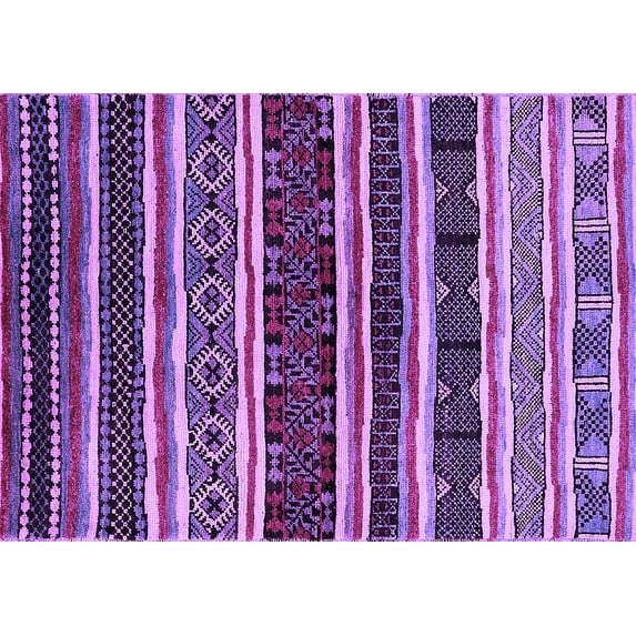 Ahgly Company Indoor Rectangle Oriental Purple Industrial Area Rugs, 2' x 3'