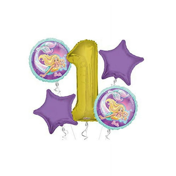 Mermaid Happy Birthday Balloon Bouquet 5 pc, 1st Birthday, | Viva Party Balloon Collection