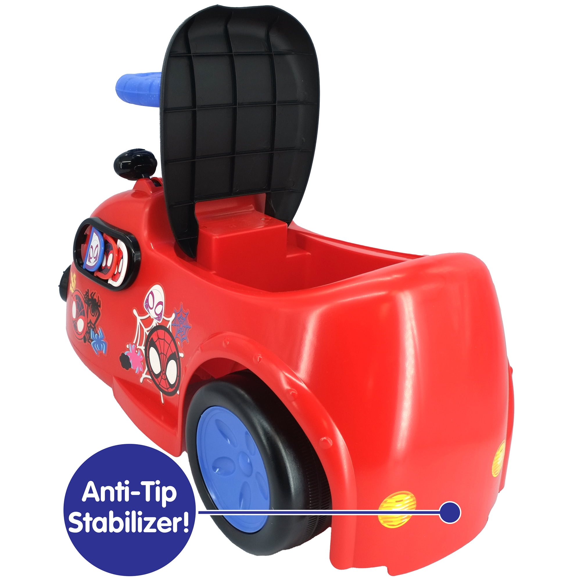 Kiddieland: Zoom n' Go Activity Ride-On - Spidey - Marvel Lights & Sounds Foot-To-Floor Vehicle, 2 Superhero Toy Zooms, Storage Seat, Toddler 12-36mo