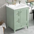 thumbnail image 2 of Euroco "24-Inch Bathroom Vanity with Storage, Adjustable Shelf, MDF & Rubberwood, Removable Dividers, Green Finish", 2 of 9