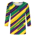 thumbnail image 5 of TIMIFIS 3/4 Hauts à Manches pour Femmes Décontracté Ample Chandail Fête de Vacances T-Shirt Col Rond Imprimé Mardi Gras, 5 of 5
