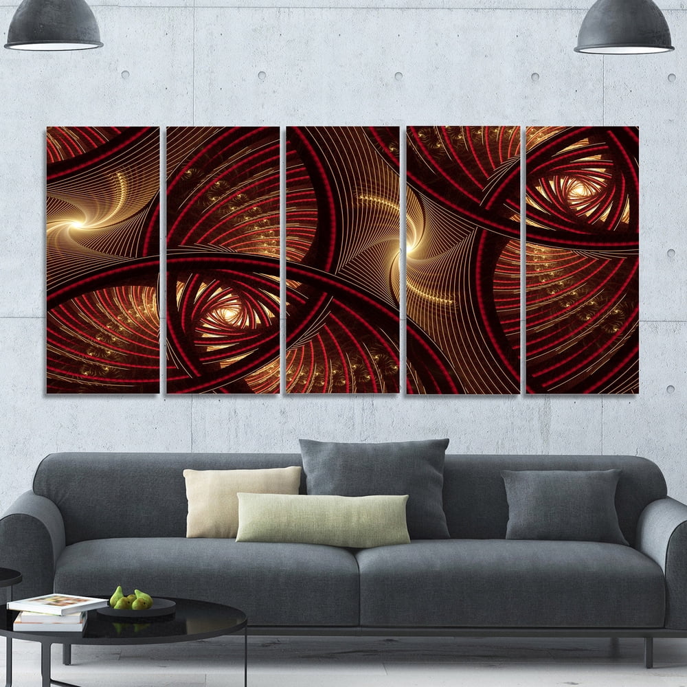 Designart 'Brown Symmetrical Fractal Pattern ' Floral Canvas Art Print
