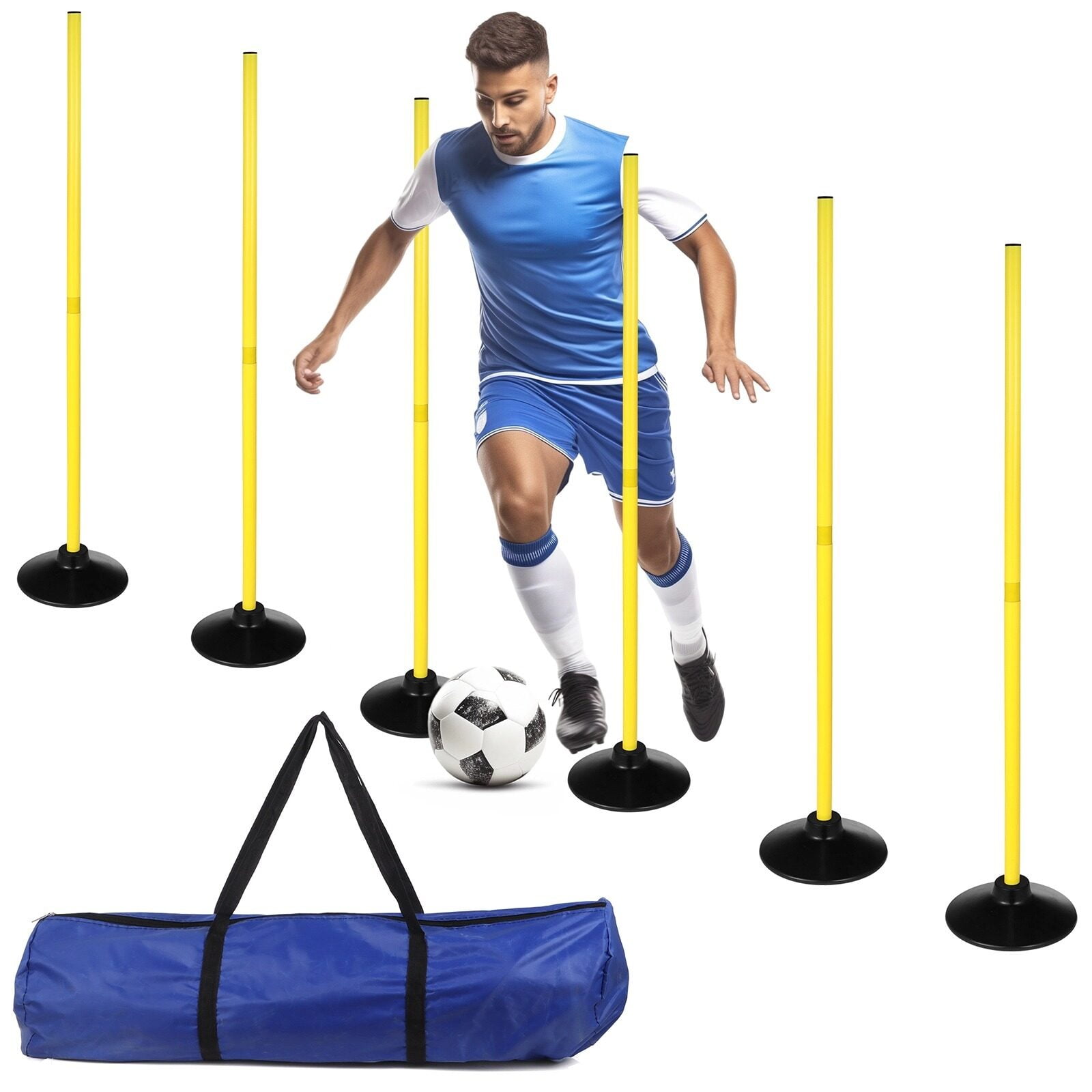 PCS Soccer Agility Poles, Soccer Training Agility Pole Set with