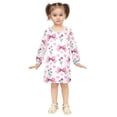 thumbnail image 2 of Girls' long-sleeved dress Plaid Bow Heart Flower Girls' A-line dress with ribbed cuffs Soft and comfortable, 2 of 6