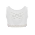 thumbnail image 4 of inlzdz Girls Shiny Rhinestones Crop Tops Gymnastics Dance Tank Tops Crisscross Back Cropped Shirts White 8, 4 of 5