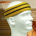 thumbnail image 3 of Couver Unisex Long Wide Terry Cloth Basketball Headband Two Stripe Design 3 Pack, Golden Yellow/2 Lines Black, 3 of 8