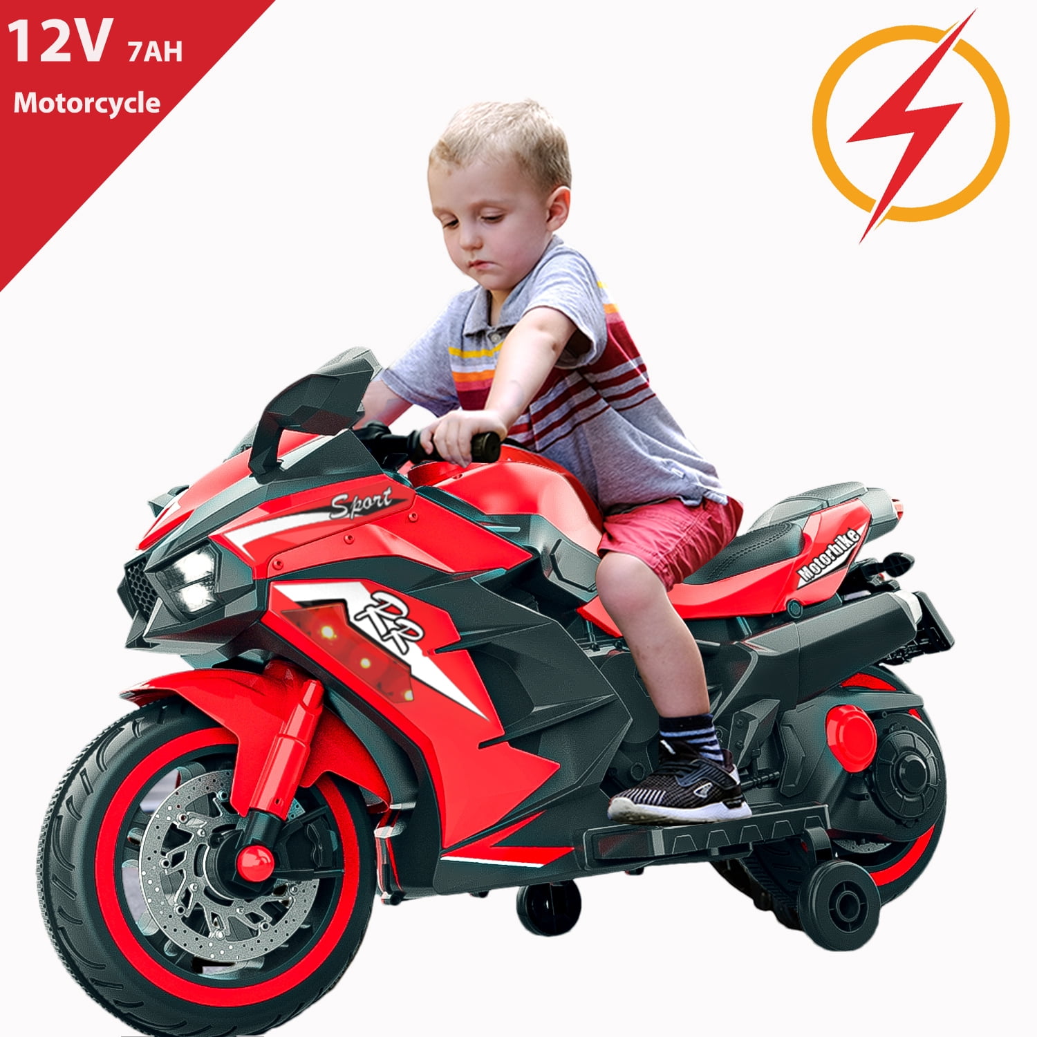 Zogymoz 12V Ride on Motorcycle for Kids, Ride on Toys for Gifts, Electric Motorbike with LED Tire and Bluetooth Music
