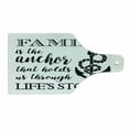 thumbnail image 1 of Saying Cutting Board, Family is Anchor That Holds Us Inspiration Writing Anchor Rope, Decorative Tempered Glass Cutting and Serving Board, Wine Bottle Shape, Black and White, by Ambesonne, 1 of 1