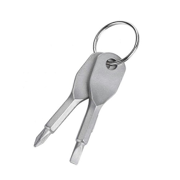 Mini Screwdriver Keychain Set, Portable Stainless Steel Flat Head and Phillips Screwdriver Set Tool Outdoor Multifunctional EDC Tool Mini Pocket Tool