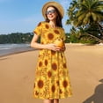 thumbnail image 4 of Naloa Vintage Leopard Print Sunflower Print Womens Summer A-Line Dress with Pockets,Short Sleeve Dresses,Flowy Beach Swing Dress for Vacation Travel, 4 of 6