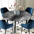 thumbnail image 5 of Elastic Fitted Round Tablecloth, Gray Waterproof Stretch Table Cover for 36"-44" Tables, Retro Oil Painting Modern Abstract Art Aesthetics Washable Outdoor Tablecloths for Patio, Picnic, Camping, 5 of 9