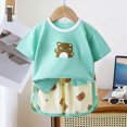 thumbnail image 2 of KPOPLK Toddler Baby Boys Summer Outfits Clothing Short Sleeve Cartoon Print T-Shirt Tops & Shorts Sets 2Pcs Cute Baby Boys Cotton Summer Clothes for 1t 2t 3t 4t 5t 6t(7-8 Years,Blue), 2 of 9