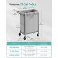 thumbnail image 6 of 140L Laundry Sorter 2-Section Laundry Basket with Wheels Rolling Laundry Hamper with Removable Liner Dove Grey, 6 of 6