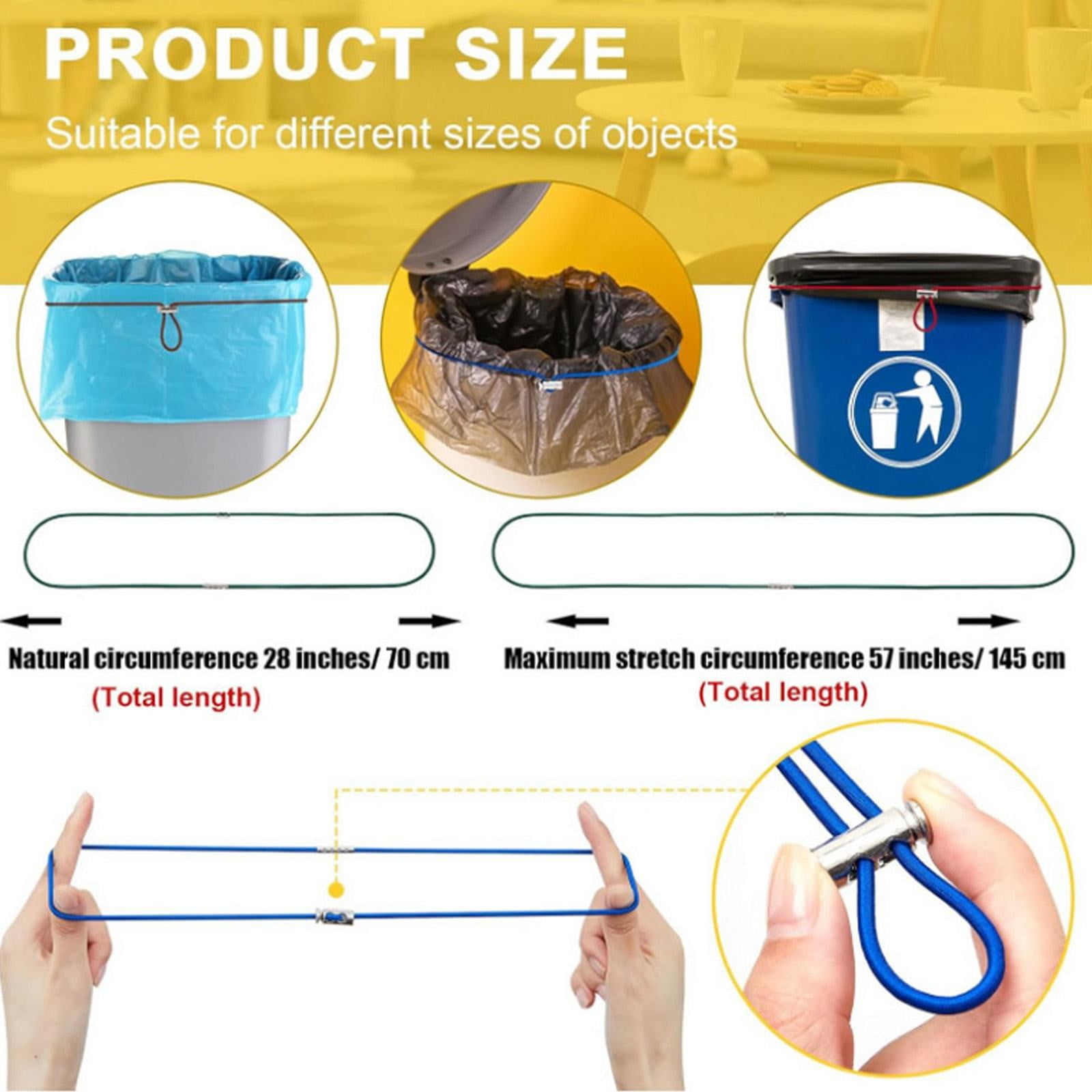 CMYYNNA 6pcs Trash Can Bands Adjustable Rubber Garbage Trash Can Bands Elastic Trash Trash Can Bag Holder Trash Can Bungee Cord Elastic Trash Can Strap