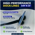 thumbnail image 3 of Five Oceans 8-Pack 3/8" x 15' Boat Dock Lines, Navy Blue Double Braided Nylon, Marine-Grade, 12" Eyelet, 1-Year Warranty - FO4695-M2, 3 of 8