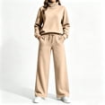 thumbnail image 2 of Lmueinov Two Piece Sets for Women Fleece Sweatsuit Button Mock Neck Sweatshirts Wide Leg Sweatpants Workout Lounge Sets with Pockets Fall Casual Outfits, 2 of 6