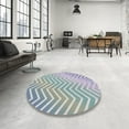thumbnail image 3 of Ahgly Company Indoor Round Patterned Slate Blue Grey Novelty Area Rugs, 3' Round, 3 of 6