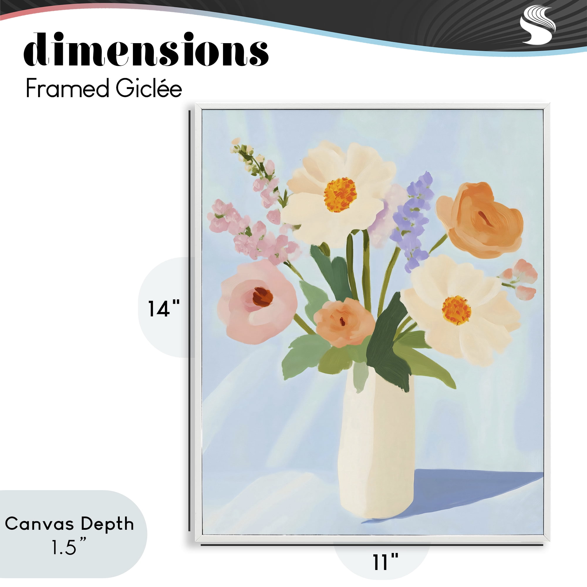 Stupell Industries Floral Bouquet in Sleek White Vase White Framed Giclee Art, design by The Prints Vibe