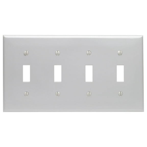 Leviton 4-Gang Toggle Nylon Standard Wall Plate 1-Pack 80712-GY, Gray