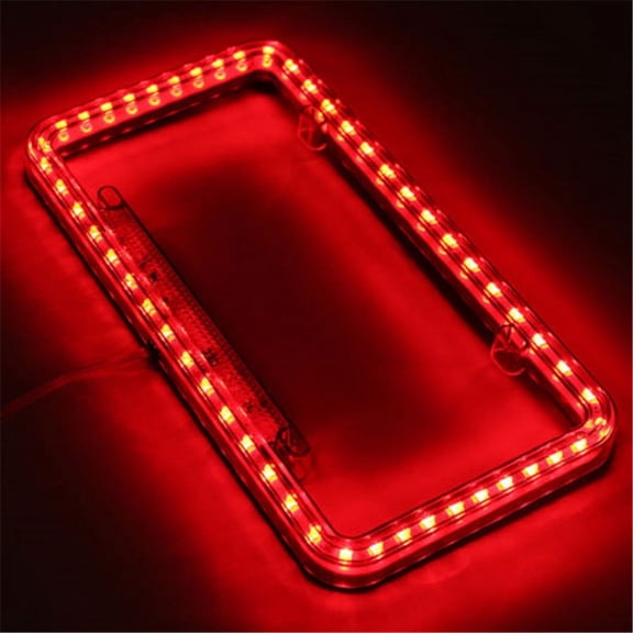 12V Red 54 LED Light Acrylic Plastic US Car Rear License Plate Cover Frame Kit