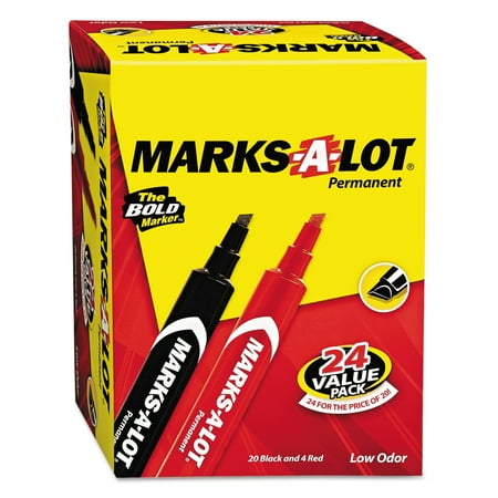 Avery Marks-A-Lot Large Desk-Style Permanent Marker, Chisel Tip, Assorted, 24/Set