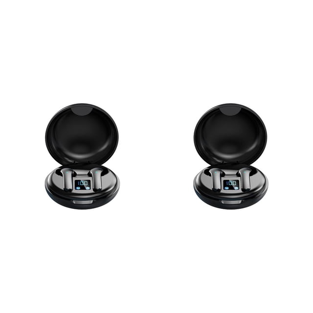 Inteprter Reducción de ruido Auricular Correr Jogging Fitness Deportes Auriculares Emparejamiento automático Auricular compatible con Bluetooth Negro 2Conjunto