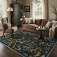 thumbnail image 3 of GENIMO 2' x 6' Wildlife Inspired Animal Print Runner Rug, Machine Washable Non Slip Low Pile Hallway Runner Rug for Kitchen Laundry Room, Deep Teal, 3 of 6