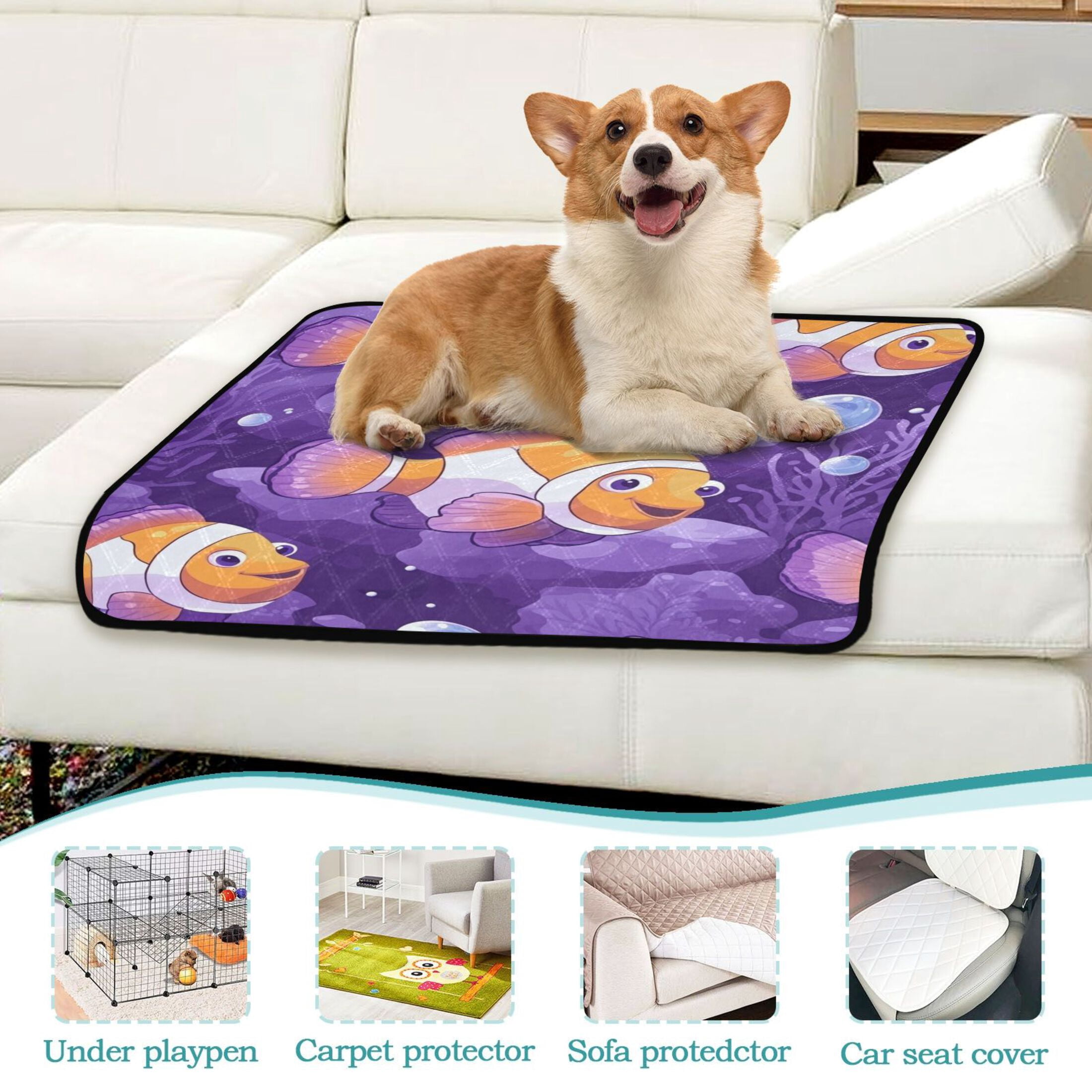 Qxltty Tropical Clownfish Cat litter Pads Pet Set of 3 Diaper Mats Center Anti-leakage Layer Absorbent Soft and Comfortable