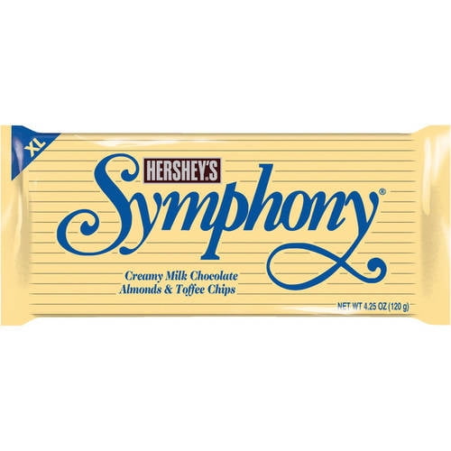 Hershey's Extra Large Symphony Milk Chocolate with Almonds and Toffee Candy Bar, 4.25 Oz.