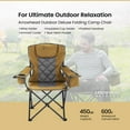thumbnail image 4 of ARROWHEAD OUTDOOR Portable Folding Camping Quad Chair w/ 6-Can Cooler, Cup & Wine Glass Holders, Heavy-Duty Carrying Bag, Padded Armrests, Headrest & Seat, Supports up to 450lbs, USA-Based Support, 4 of 7