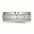 thumbnail image 3 of Stainless Steel Polished Half Round Grooved CZ Ring 8 Size, 3 of 7