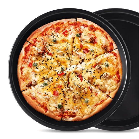 2 Pack Premium 7 Inch Mini Pizza Pan for Oven, Heavy Duty Non-Stick Round Pizza Baking Tray, Carbon Steel Small Bakeware Set for Toaster Oven and Air Fryer