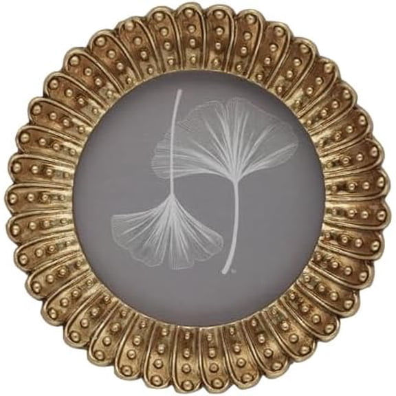 4x4 Antique Gold Round Picture Frame – Vintage Gold Frame with Glass Front – Art Deco Wall Hanging or Tabletop Photo Frame