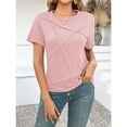 thumbnail image 2 of Womens Tops Short Sleeve Summer Tops For Women Casual Pleated Round Neck Business Womens T Shirts, 2 of 7