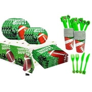MIARHB Football Party Supplie Set Includes Plate Cup Napkin Spoon Fork Knife Tablecloth