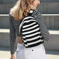 thumbnail image 2 of Geaub black and white stripes durable canvas backpack: stylish, lightweight, and spacious with adjustable straps, 2 of 7